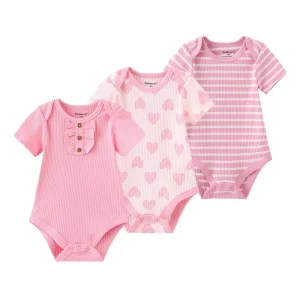 Kiddiezoom summer three piece unisex fashionable cartoon boy and girl jumpsuit 100% pure cotton