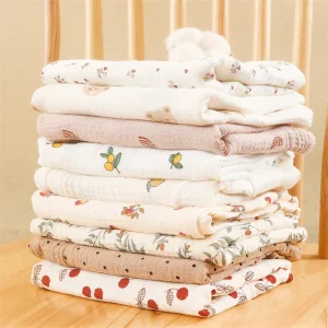 Cotton Swaddle Baby Blanket Floral Print Gauze Diaper Swaddle Newborn Crinkle Cloth Baby Stroller Cover