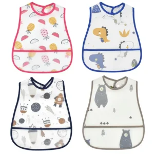 Cartoon Animal Pattern EVA Waterproof Pocket  Bibs Adjustable Cute Children Baby Apron Kids Burp Cloths
