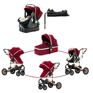 Baby Stroller Combo Car Seat  Infant Pushchair with Carry Cot Foldable Reversible Pram,