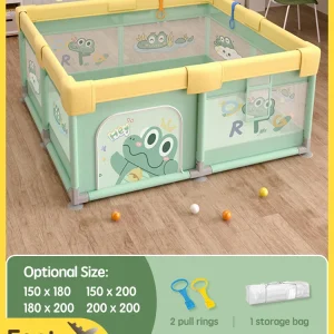 PANGDUBE Crocodile Baby Play Fence with Storage Bag & Hand Rings Playpen for Baby