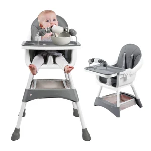 Baby High Chair, Double-Layer Dinner Plate and Toy Rack