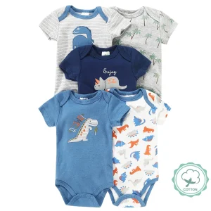 5PCS Baby Boy Dinosaur Rompers & Bodysuits