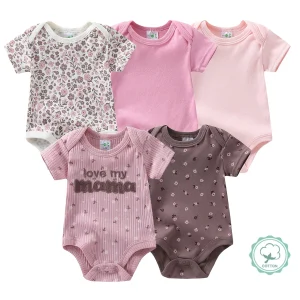 5PCS Baby Girl Floral Cotton Rompers