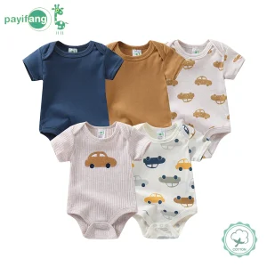 5PCS Baby Boy Short Sleeve Rompers