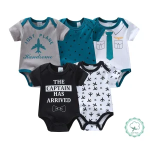5PCS Baby Boy Bow Tie Triangle Rompers