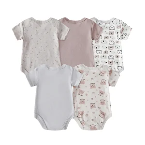 5 PCS Newborn Baby Boy Teddy Bear Bodysuits