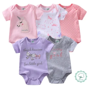 5PCS Baby Girl Short Sleeve Bodysuits