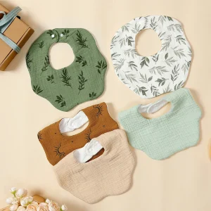 5PCS Soft Muslin Baby Bandana Bibs