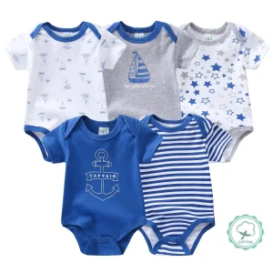 5PCS Baby Boy Sailboat Jumpsuits